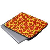 Rote und gelbe Dahlien-Blume Laptopschutzhülle (Vorne Knopf)