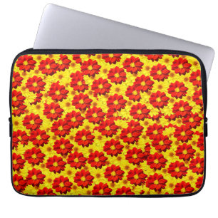 Rote und gelbe Dahlien-Blume Laptopschutzhülle