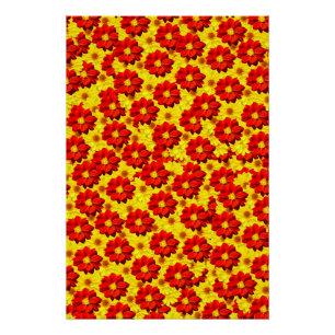 Rote und gelbe Dahlien-Blume Poster