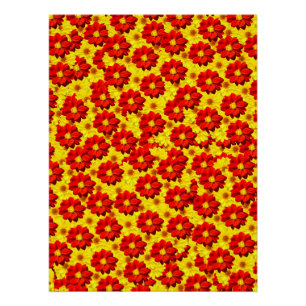 Rote und gelbe Dahlien-Blume Poster