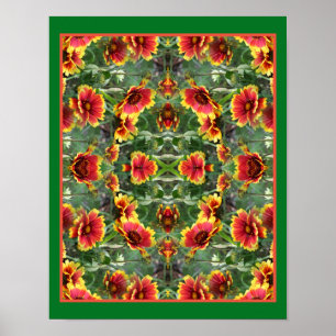 Rote und gelbe Daisy-Blume Abstrakt Poster