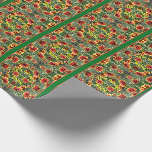 Rote und gelbe Daisy-Blume Personalisiert Geschenkpapier (Ecke)