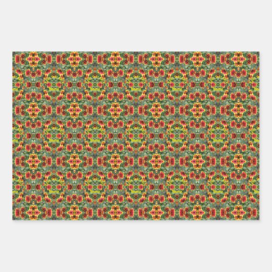 Rote und gelbe Daisy-Blume Personalisiert Geschenkpapier Set (Vorderseite 3)