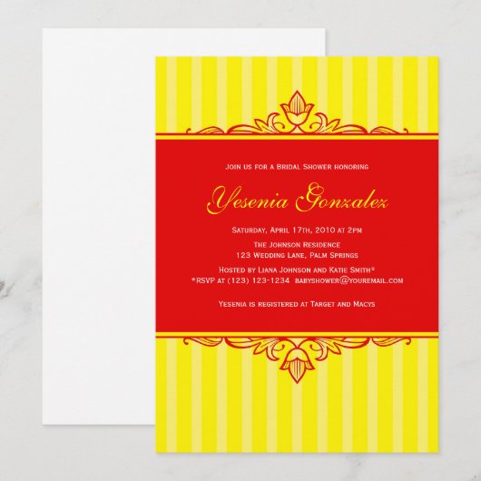 Rote und gelbe Einladungen (Vorne/Hinten)