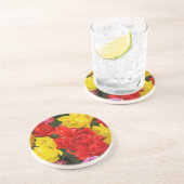 Rote und gelbe Frühlingtulis Sandstein Untersetzer (Seite)