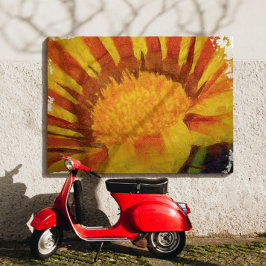 Rote und gelbe Gazaniafarben - Akryllische Malerei Leinwanddruck