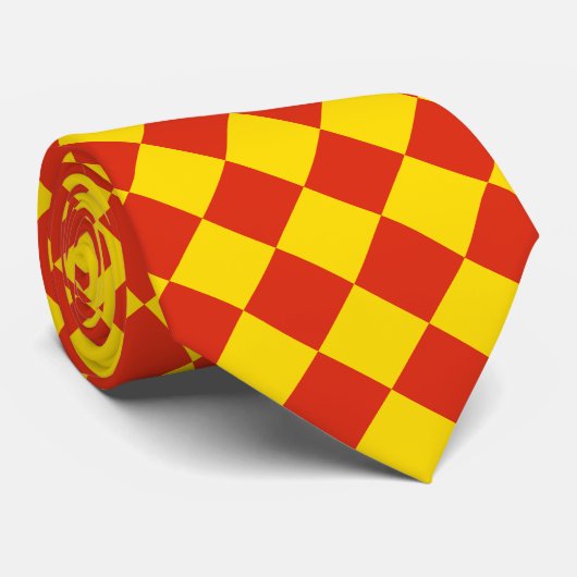 Rote und gelbe karierte Krawatte (Gerollt)