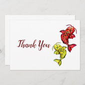 Rote und gelbe Koi-Karpfen Dankeskarte (Vorne/Hinten)