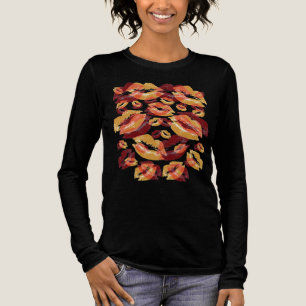 Rote und gelbe Lippenabdrücke - Flirtende Freude Tri-Blend Shirt