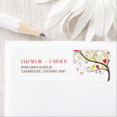 Rote und gelbe Lovebirds - Hochzeitadresse (Insitu)