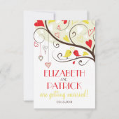 Rote und gelbe Lovebirds UAWG Wedding Card lädt ei RSVP Karte (Rückseite)