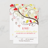 Rote und gelbe Lovebirds UAWG Wedding Card lädt ei RSVP Karte (Vorne/Hinten)