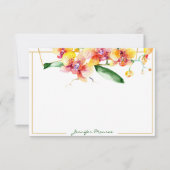 Rote und gelbe Orchideen personalisiert Mitteilungskarte (Vorderseite)
