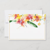 Rote und gelbe Orchideen personalisiert Mitteilungskarte (Rückseite)