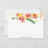 Rote und gelbe Orchideen personalisiert Mitteilungskarte (Vorderseite)