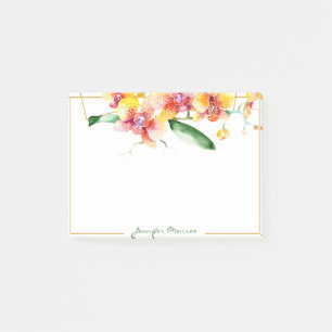 Rote und gelbe Orchideen personalisiert Post-it Klebezettel