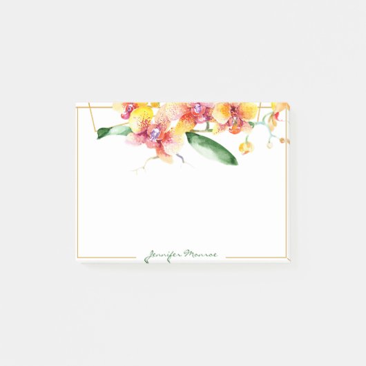 Rote und gelbe Orchideen personalisiert Post-it Klebezettel (Vorderseite)