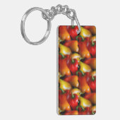Rote und gelbe Paprikaschoten Akryllischer Schlüss Schlüsselanhänger (Vorderseite links)