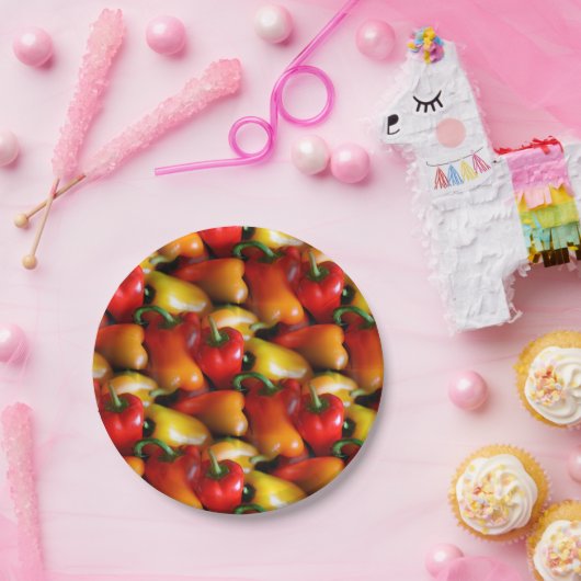 Rote und gelbe Paprikaschoten Pappteller (Party)