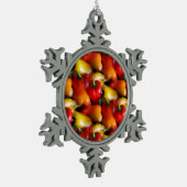 Rote und gelbe Paprikaschoten Schneeflocken Zinn-Ornament (Links)