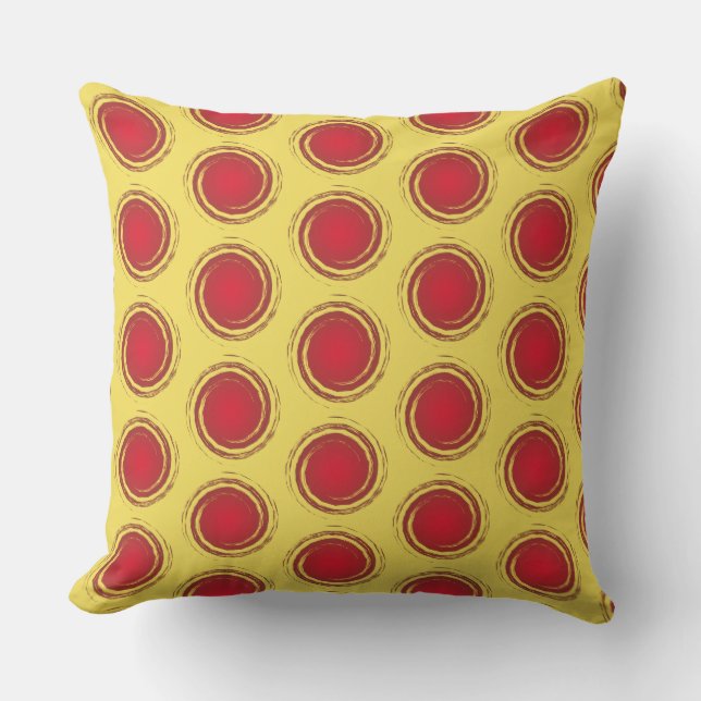 Rote und gelbe Polka Dots Circle Sun Summer Kissen (Vorderseite)
