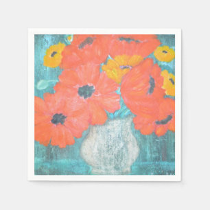 Rote und gelbe Poppies Napkin Serviette