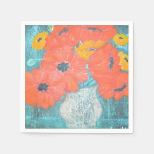Rote und gelbe Poppies Napkin Serviette (Vorderseite)