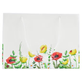 Rote und gelbe Pupien Blumendesign Große Geschenktüte (Rückseite)