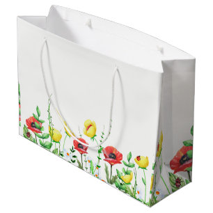 Rote und gelbe Pupien Blumendesign Große Geschenktüte