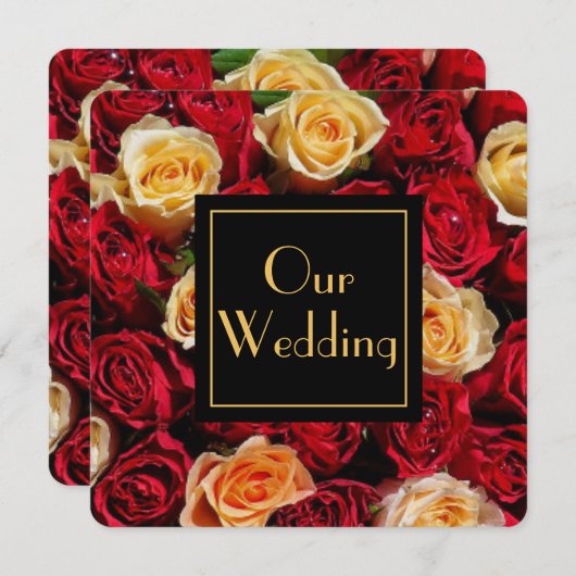 Rote und Gelbe Rose Einladung (Vorne/Hinten)