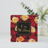 Rote und Gelbe Rose Einladung (Stehend Vorderseite)