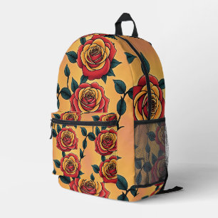 Rote und gelbe Rosen Bedruckter Rucksack