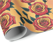 Rote und gelbe Rosen Geschenkpapier (Rolleneckpunkt)