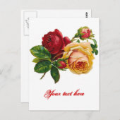 Rote und Gelbe Rosen Postkarte (Vorne/Hinten)