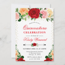 Rote und gelbe Rosen Quinceanera