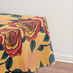 Rote und gelbe Rosen Tischdecke
