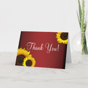 Rote und gelbe Sonnenblumen Dankeschön-Karte Dankeskarte