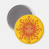 Rote und gelbe Sonnenmaske Magnet (Vorderseite/Rückseite)