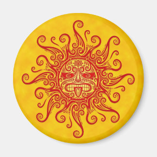 Rote und gelbe Sonnenmaske Magnet