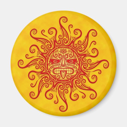 Rote und gelbe Sonnenmaske Magnet (Vorne)