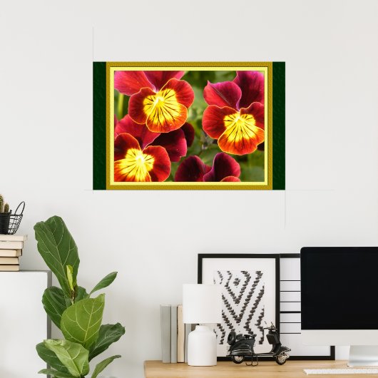 Rote und gelbe Stiefmütterchen (große Matten) Poster (Heimbüro)