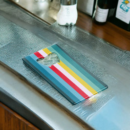 Rote und gelbe Streifen zwischen Blauen Farbtönen Geldbeutel Flaschenöffner