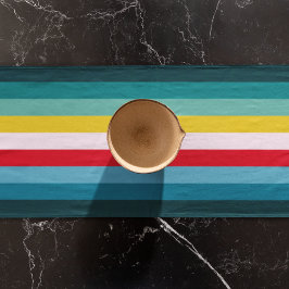 Rote und gelbe Streifen zwischen Blauen Farbtönen Großer Tischläufer