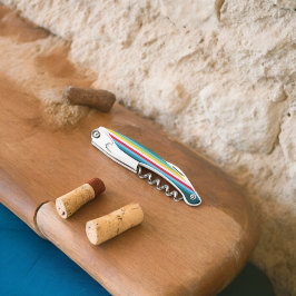 Rote und gelbe Streifen zwischen Blauen Farbtönen Kellnermesser