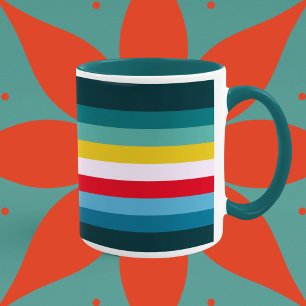 Rote und gelbe Streifen zwischen Blauen Farbtönen Tasse