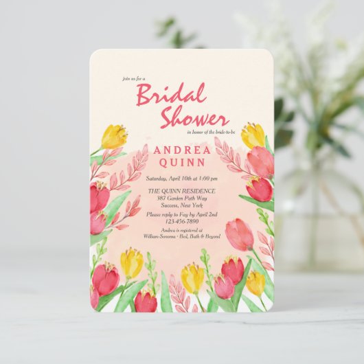 Rote und gelbe Tulips - Einladung (Stehend Vorderseite)