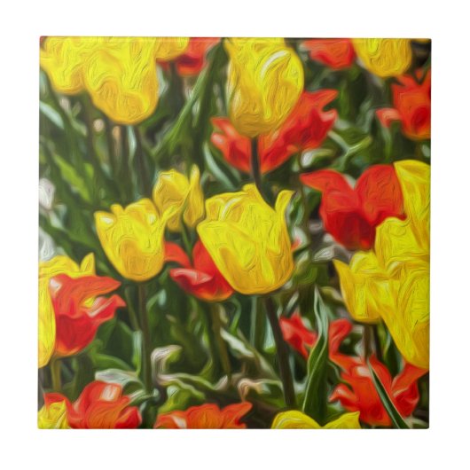 Rote und gelbe Tulissen Fliese (Vorderseite)