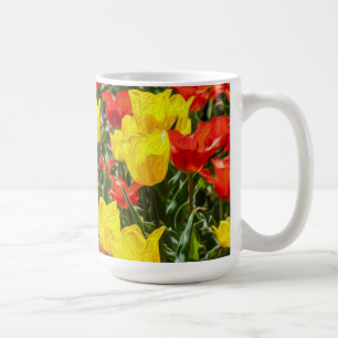 Rote und gelbe Tulissen Kaffeetasse