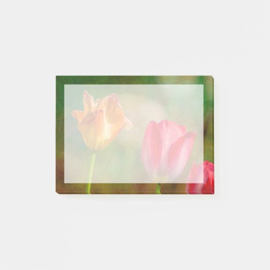 Rote und gelbe Tulpen auf texturiertem Hintergrund Post-it Klebezettel (Vorderseite)