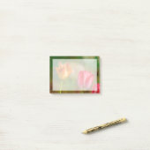 Rote und gelbe Tulpen auf texturiertem Hintergrund Post-it Klebezettel (Auf Schreibtisch)